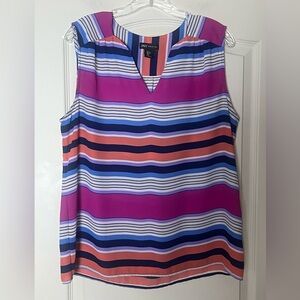Jones New York Vibrant Striped Sleeveless Blouse Women’s Size Large